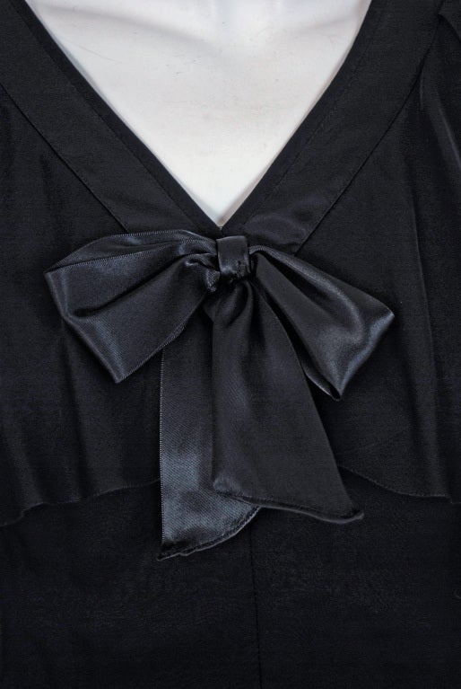 Women's 1983 Chanel Black Silk-Chiffon Deco Flutter-Sleeve Illusion Evening Gown