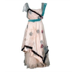 1912 Haus von Worth Haute Couture Metallic Elfenbein-Seide Kleid