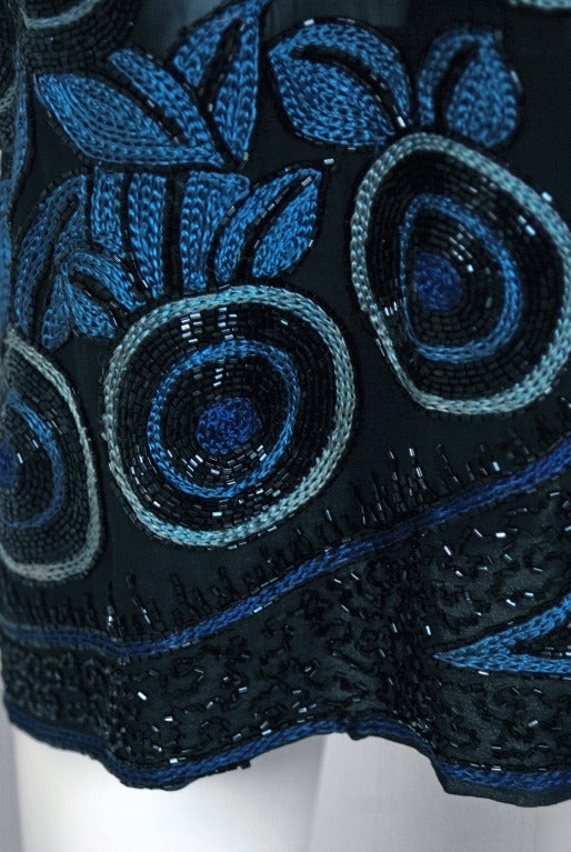 1920's Art-Deco Embroidered Beaded Silk-Chiffon Flapper Dress 1