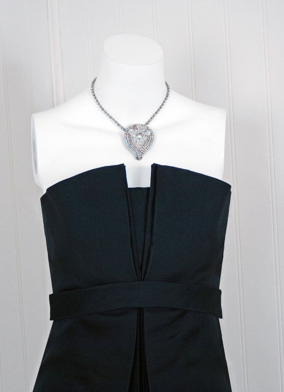 Women's 1990's Balenciaga Le Dix Black Pleated-Silk Strapless Gown