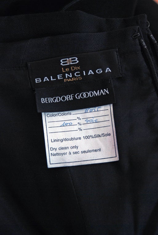 1990's Balenciaga Le Dix Black Pleated-Silk Strapless Gown 3