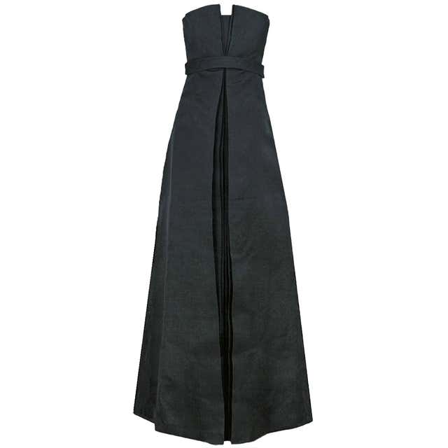 1990's Balenciaga Le Dix Black Pleated-Silk Strapless Gown at 1stDibs