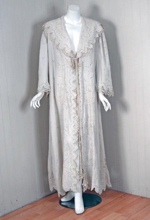 1890's Embroidered-Cotton and Irish Crochet Victorian White Coat at 1stdibs