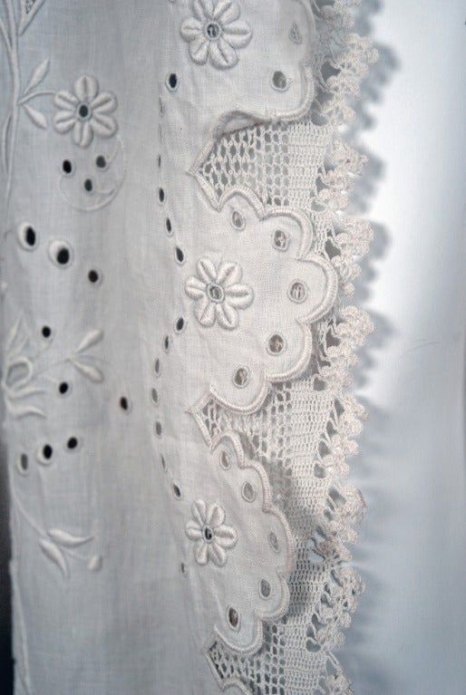 Women's 1890's Embroidered-Cotton & Irish Crochet Victorian White Coat