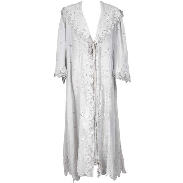 1890's Embroidered-Cotton and Irish Crochet Victorian White Coat at 1stDibs