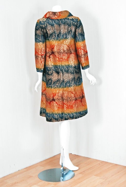 Women's 1960's Makaroff Couture Metallic Rainbow Lamé Rhinestone Tailored Jacket Coat