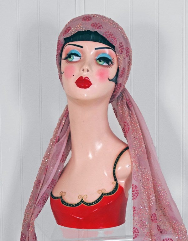 1970's Thea Porter Couture Pink Silk-Chiffon Glitter Goddess Evening Gown 1