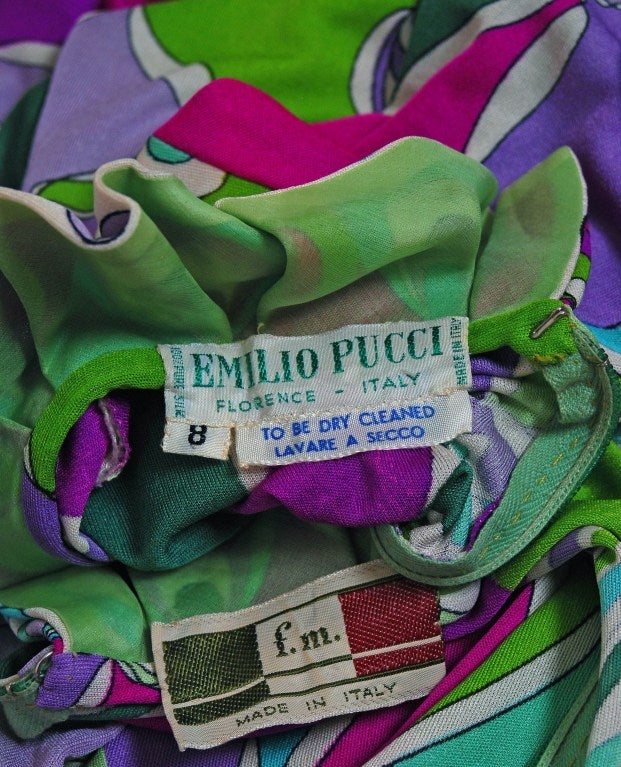 1960's Emilio Pucci Colorful Print Op-Art Silk Jersey Mod Dress 1