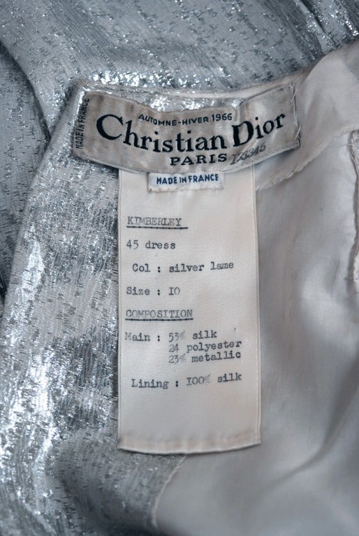 Women's 1966 Christian Dior Haute-Couture Metallic Silver-Lame Dress & Coat
