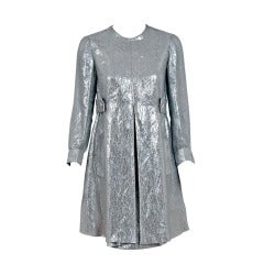 1966 Christian Dior Haute-Couture Metallic Silver-Lame Dress & Coat