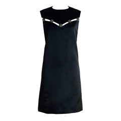 1960's Christian Dior Rhinestone Illusion Silk-Satin Mod Dress