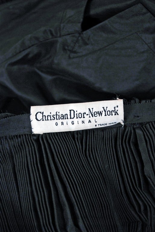 1952 Christian Dior Original Black Pleated Silk-Taffeta Party Dress 2