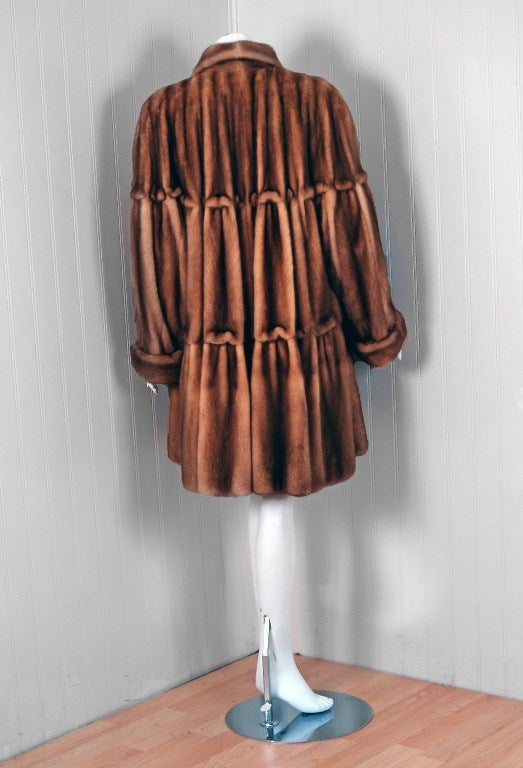 Women's 1970's Fendi Haute-Couture Rare Mink-Fur Princess Swing Coat