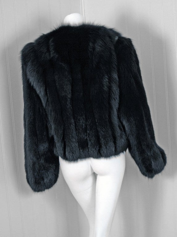 Women's 1990's Missoni Black Genuine Fox-Fur & Colorful Wool-Knit Cropped Bolero Jacket