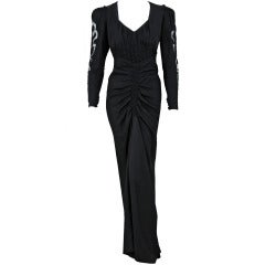 1930's Suzanne Rabot Haute-Couture Black Silk Illusion Bias-Cut Evening Gown 8