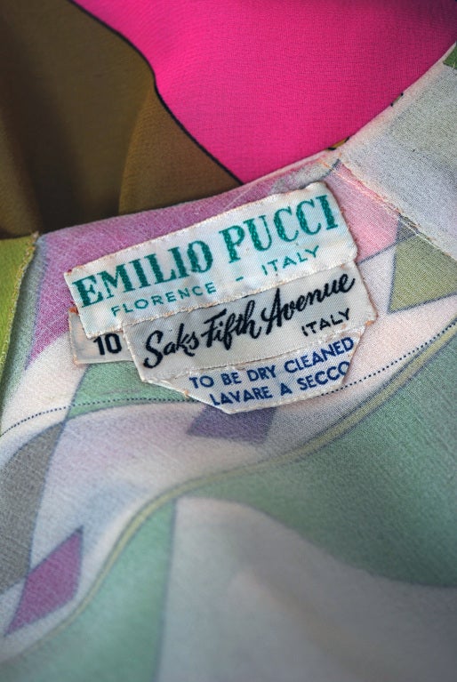 1960's Emilio Pucci Op-Art Colorful Print-Silk Mini Mod Dress 3