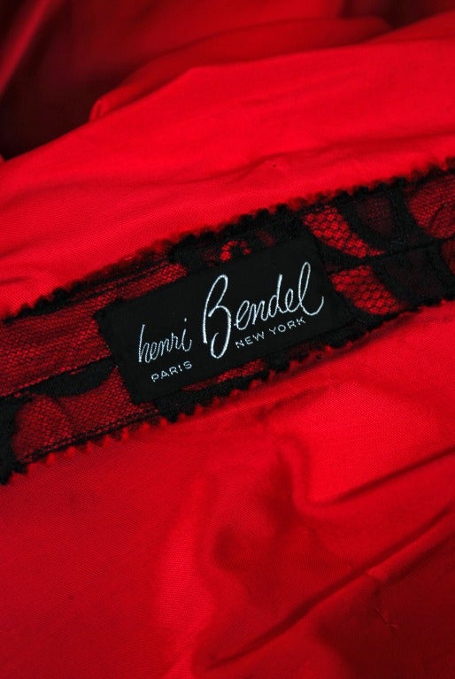 1950's Henri Bendel Chantilly-Lace and Satin Illusion Strapless Party ...