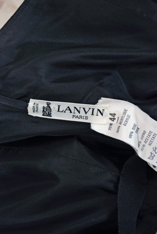 1970's Lanvin Elegant Black & White Silk Avant-Garde Strapless Evening Gown 2