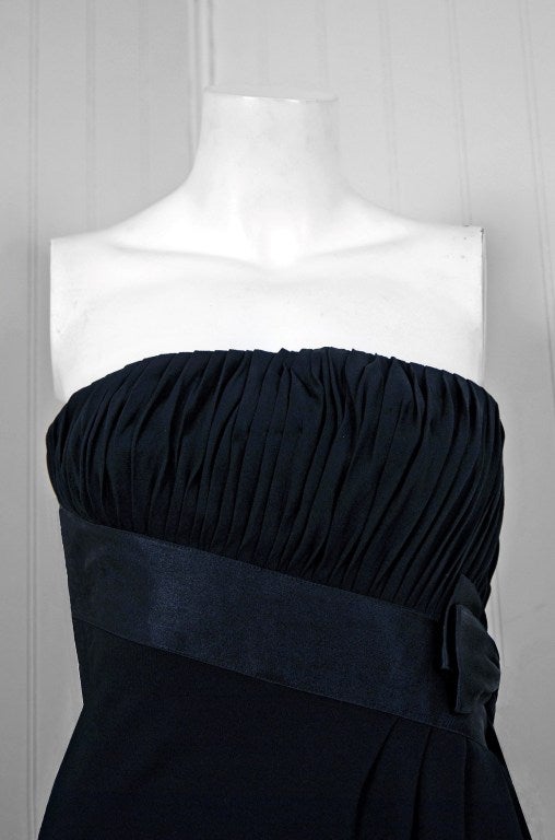 1990's Chanel Black Silk-Chiffon Strapless Shelf-Bust Asymmetric ...