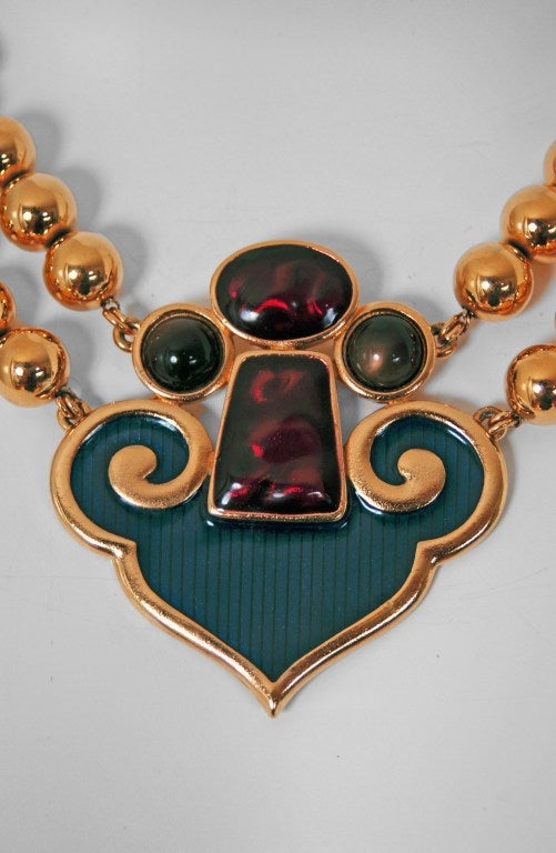 1970's Yves Saint Laurent YSL Over-Sized Huge Enamel Statement Necklace In Excellent Condition In Beverly Hills, CA
