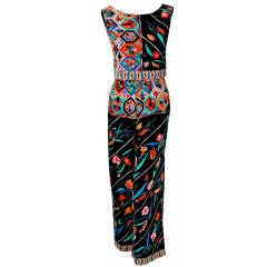 1960's Emilio Pucci Op-Art Print Velvet Sleeveless Blouse & Matching Pants Ensemble