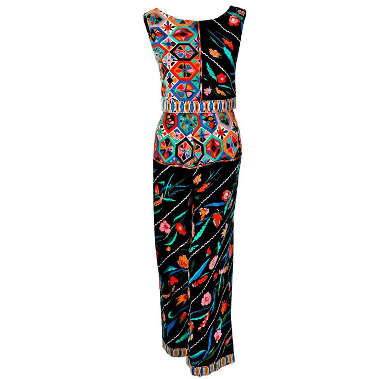 1960's Emilio Pucci Op-Art Print Velvet Sleeveless Blouse and Matching ...