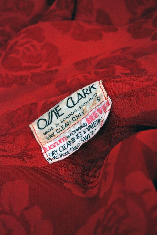 1970's Ossie Clark Quorum Red-Roses Print Moss-Crepe Dress Set 3