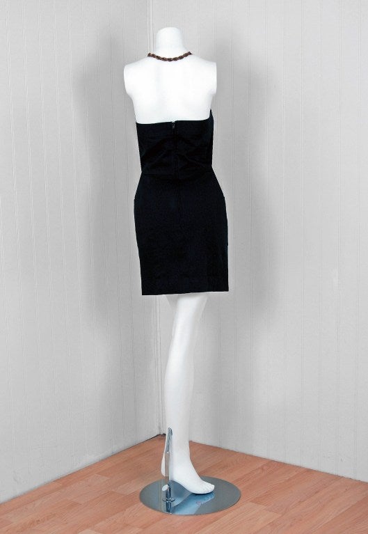 1990's Chanel Black Strapless Sailor-Style Hourglass Mini Dress 1