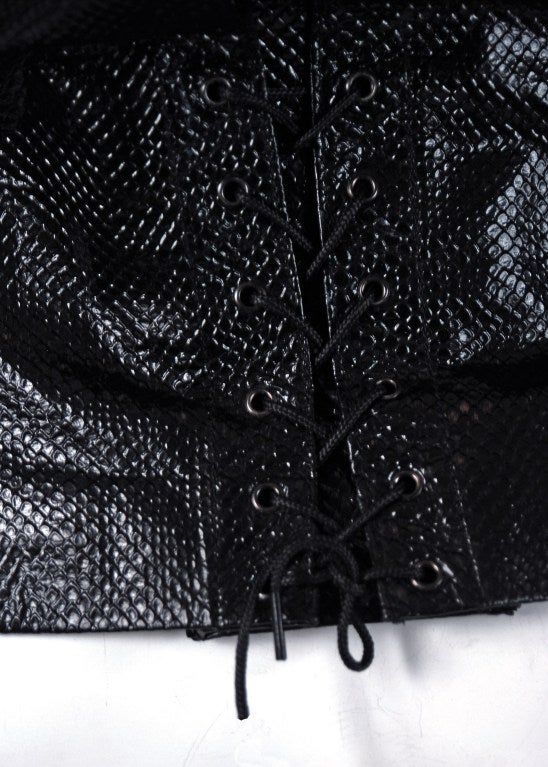 Women's 1990's Alaia Black Snakeskin-Embossed Leather Corset Motorcycle Jacket