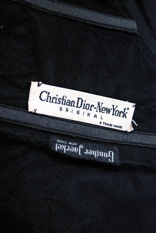 1954 Christian Dior Original Strapless Black Silk Cocktail Wiggle Dress Set In Excellent Condition In Beverly Hills, CA
