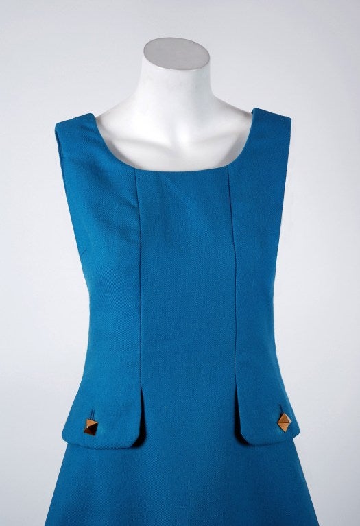 This mid 1960's linen shift, in the most beautiful shade of blue, is pure designer perfection. Jean Patou's affinity for tailored design and elaborate materials is wonderful for the modern woman. I love the clean, simple sculptural lines and elegant