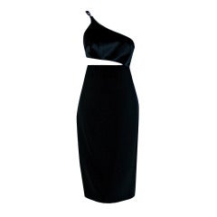 Vintage 1990's Gianni Versace Black Silk Cut-Out Hourglass Cocktail Dress
