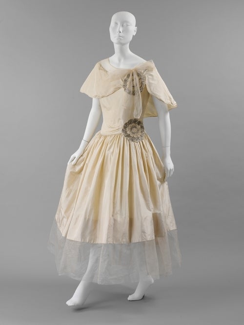 1924 Jeanne Lanvin Haute-Couture Applique Roses Robe De Style Silk ...