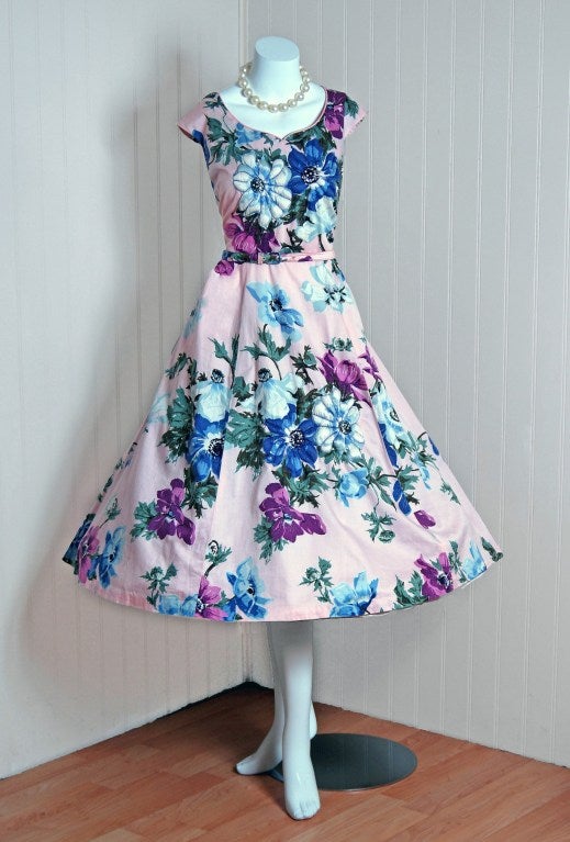 An exceptional and breathtaking 1950's polished-cotton sundress by 