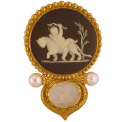 Retro Elizabeth Gage Brooch w/Wedgwood Cameo