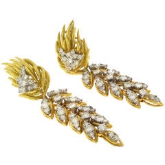 Gold and Diamond Drop Earrings