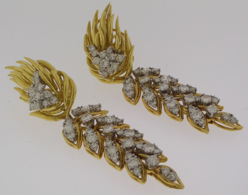 Gold and Diamond Drop Earrings