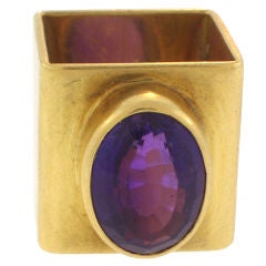 Cartier Square Gold and Amethyst Ring