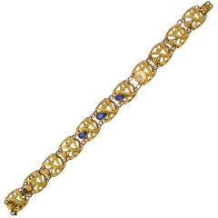 Gold, Diamond and Sapphire Art Nouveau Bracelet