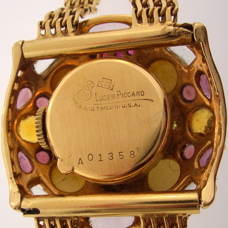 Lucien Piccard Yellow Gold Gem Set Wristwatch Set For Sale 1