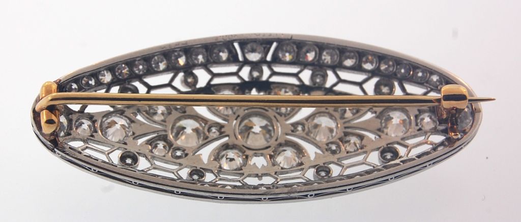 Tiffany Rare and Gorgeous Edwardian/Deco Diamond Oval Filigree Brooch