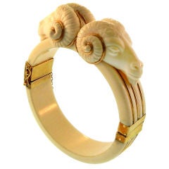 Gold & Ivory Double Ram-Head Cuff Bracelet