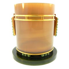 VAN CLEEF & ARPELS  Gold, Agate, & Nephrite Glass