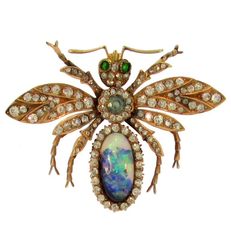 Late Victorian Gemset Moth Brooch For Sale