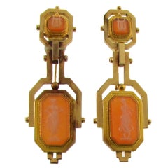 Victorian Agate Cameo Earrings