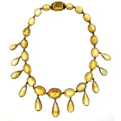 Very Fine 19th C. Russian Citrine and Gold Swag Necklace