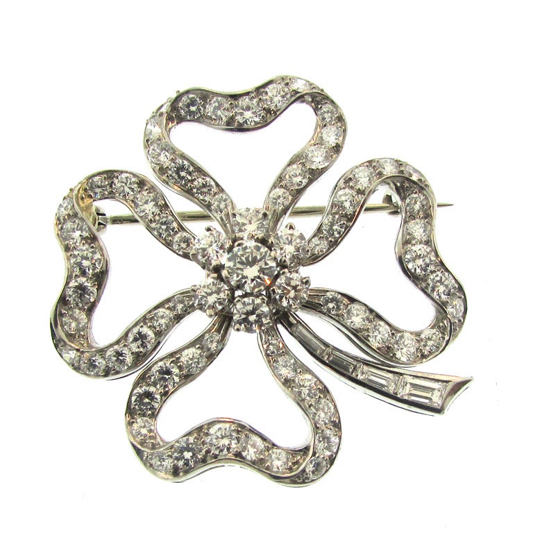 Cartier Diamond Clover Pin at 1stDibs