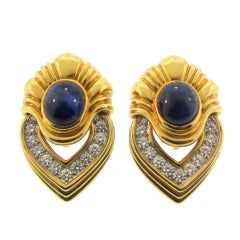 1960's Diamond and Sapphire Ear Clips