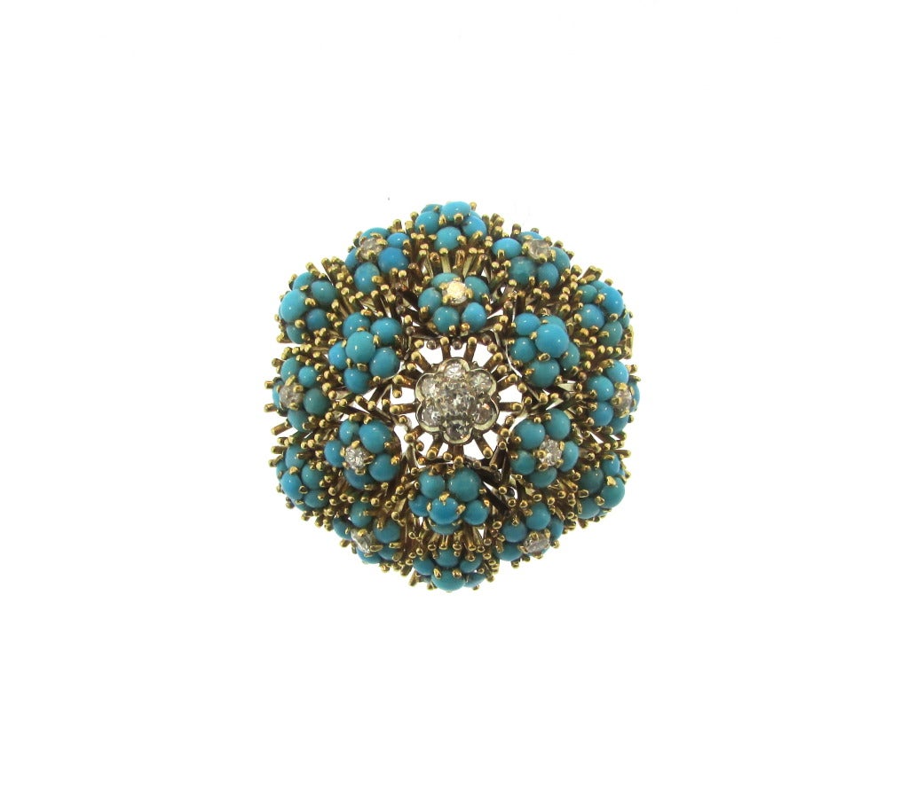 1960's Turquoise and Diamond Suite In Excellent Condition For Sale In New York, NY