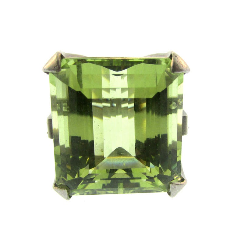 Kieselstein-Cord Green Beryl and Diamond Ring For Sale